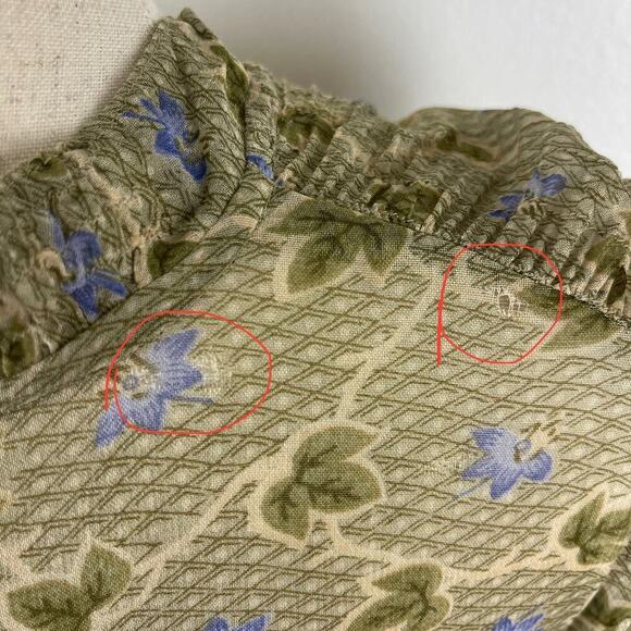 90s April Cornell Rayon Floral Maxi Button Front Sheer Dress Size Small FLAWED - Picture 12 of 16